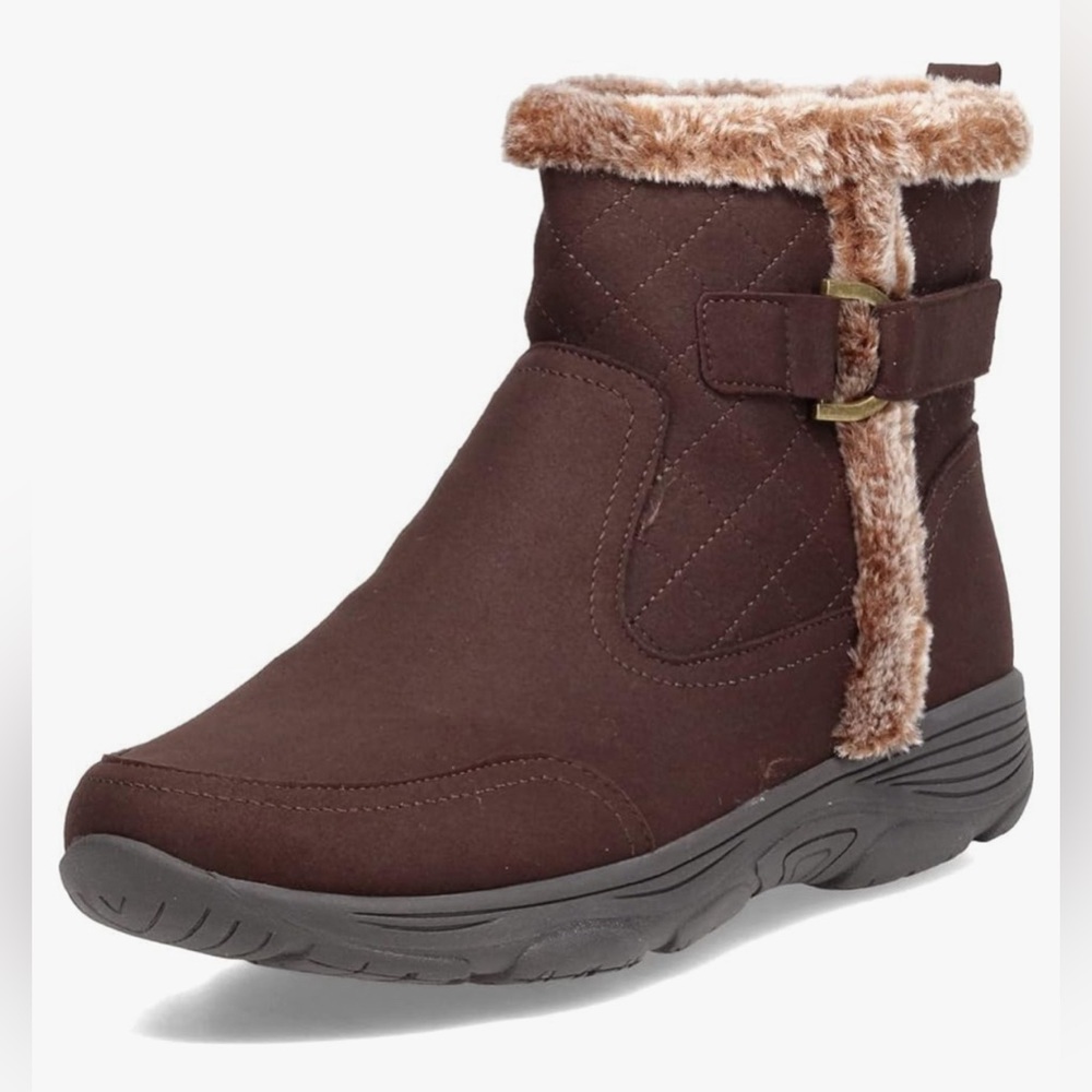 NIB Easy Spirit Womens Valor8 Fur Lined Ankle Boots Brown Size 6 & 10 waterproof